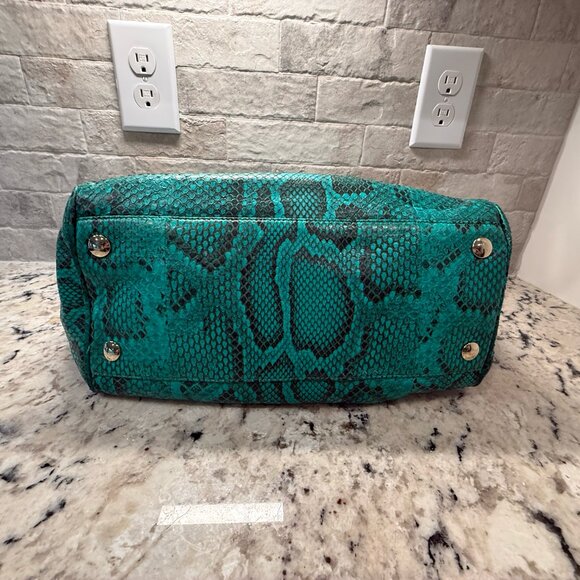 Jimmy Choo SUPER RARE EUC w/COA Justine Satchel Green Python Snakeskin - Picture 7 of 10